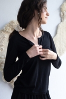 Top cuello panadero de lana merino gris antracita