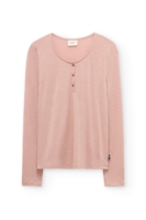 Top cuello panadero lana merino rosa empolvado