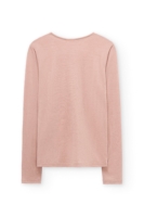 Top cuello panadero lana merino rosa empolvado