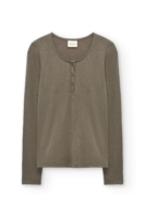 Top cuello panadero de lana merino verde salvia