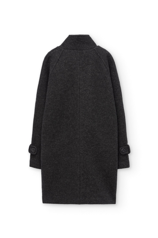 Abrigo cuello alto 100% lana merino gris antracita