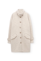 Abrigo cuello alto 100% lana virgen beige