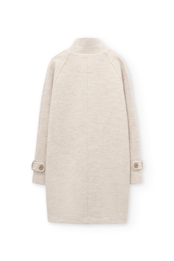 Abrigo cuello alto 100% lana virgen beige