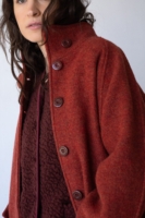 Abrigo cuello alto 100% lana virgen rojo amapola