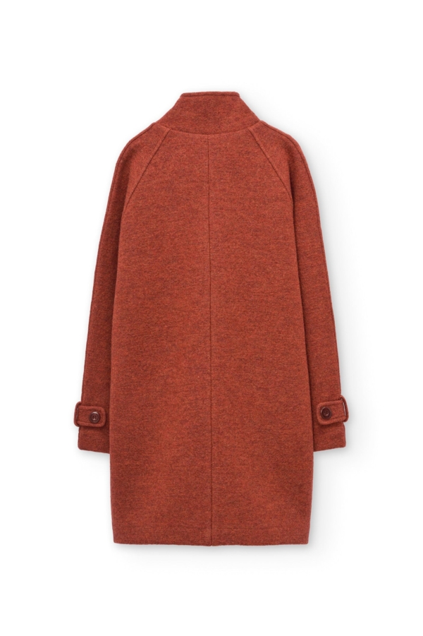 Abrigo cuello alto 100% lana virgen rojo amapola