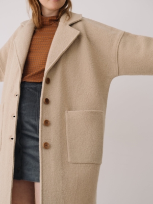 Abrigo largo 100% lana merino beige
