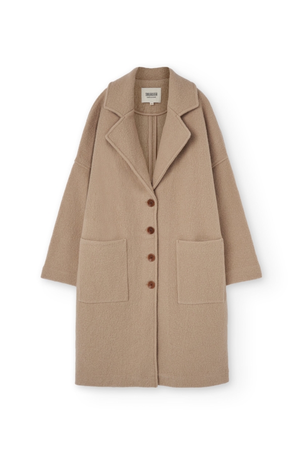 Abrigo largo 100% lana merino beige