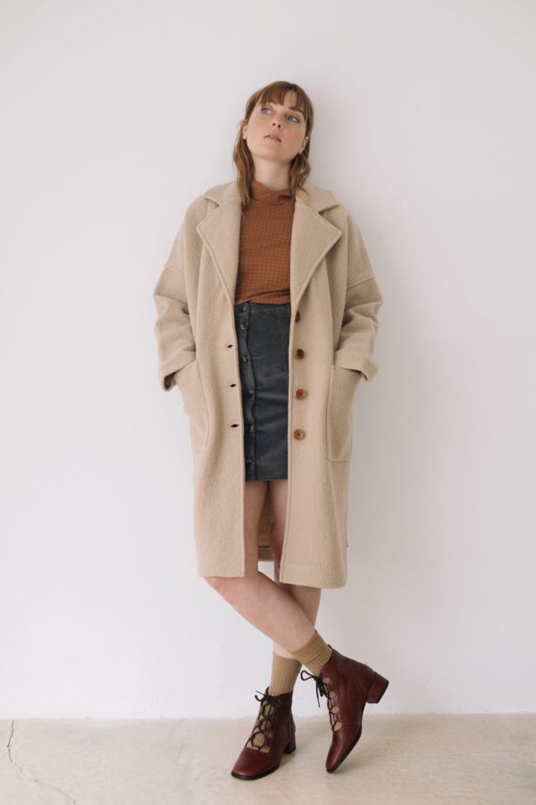 Abrigo largo 100% lana merino beige