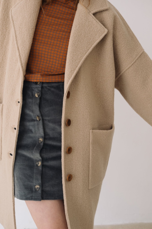 Abrigo largo 100% lana merino beige