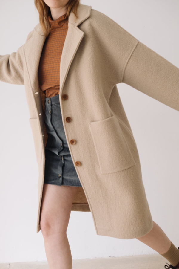 Abrigo largo 100% lana merino beige