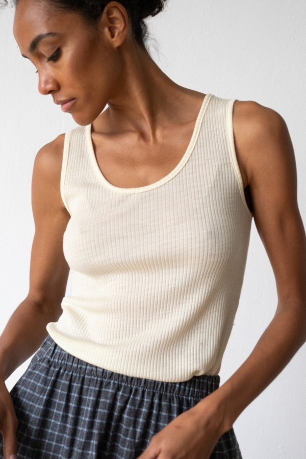 Top acanalado lana merino beige
