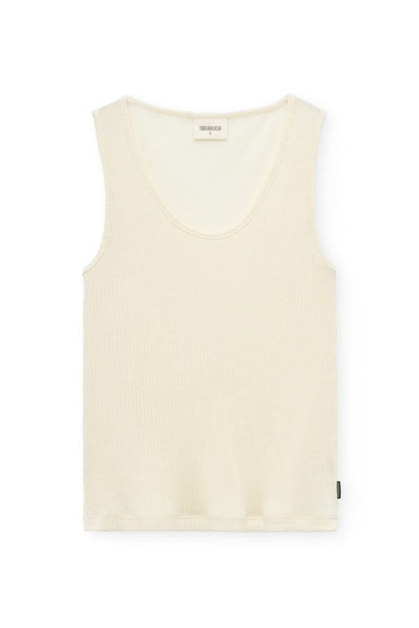 Top acanalado lana merino beige