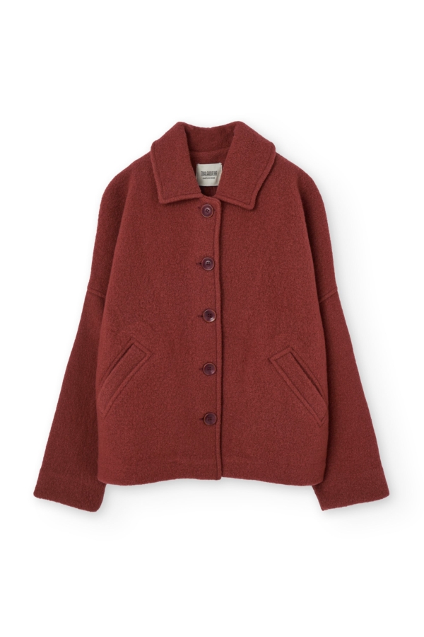 Chaqueta corta 100% lana merino rojo