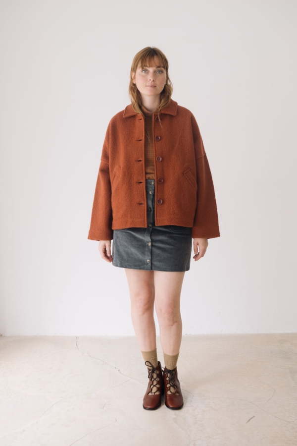 Chaqueta corta 100% lana merino rojo