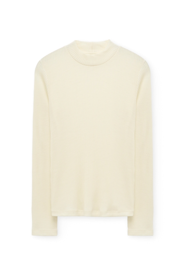 Top cuello cisne lana merino beige