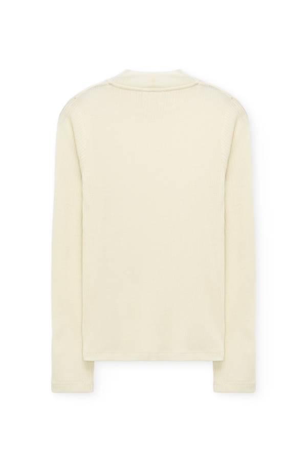 Top cuello cisne lana merino beige