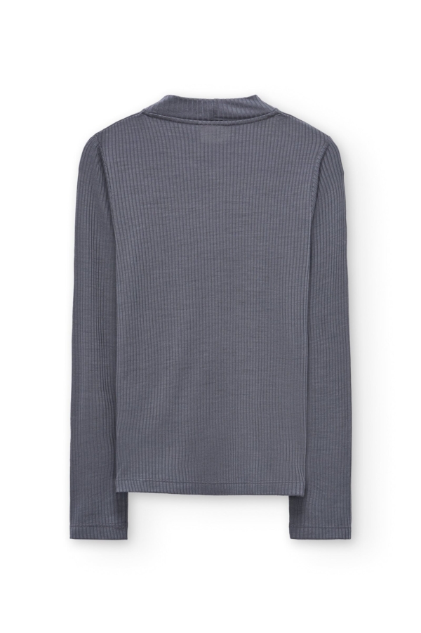 Top cuello cisne lana merino azul arándano