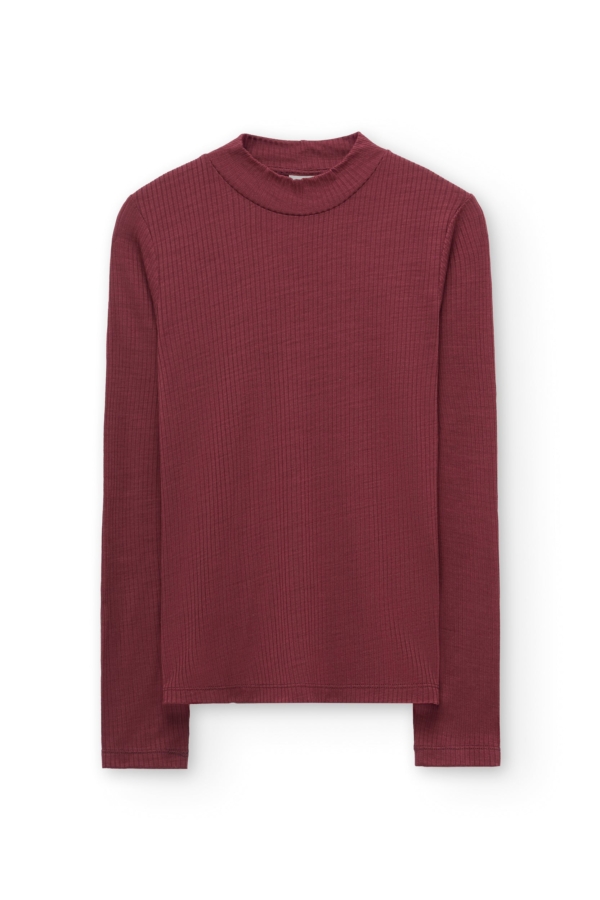 Top cuello cisne lana merino granate