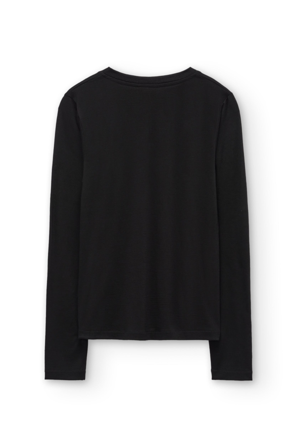 Top escote V de lana merino gris antracita