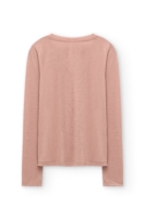Top escote V de lana merino rosa empolvado