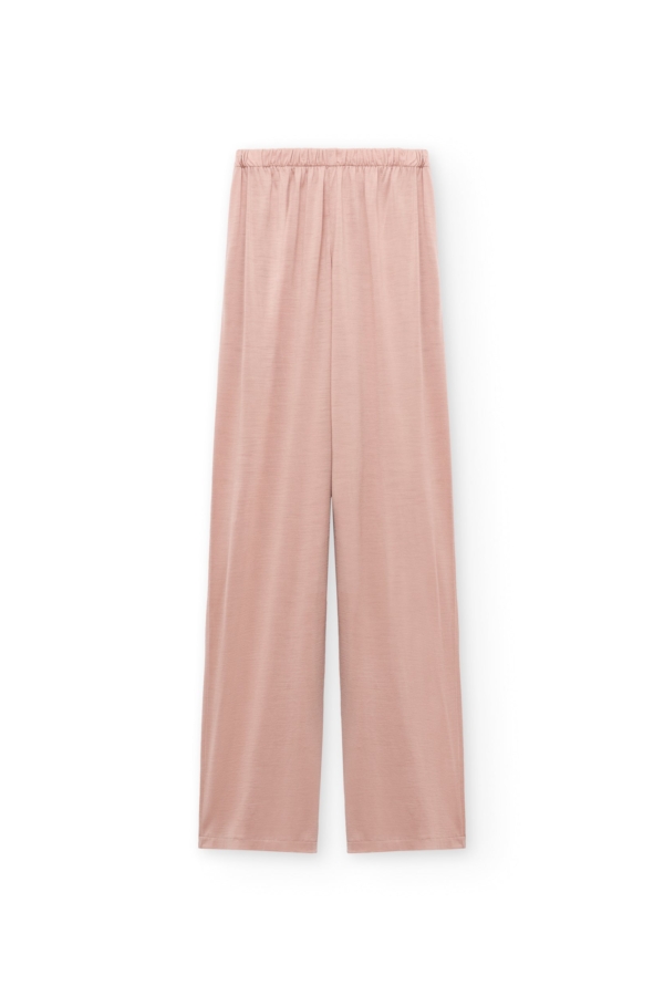 Pantalón ancho de lana merino rosa empolvado