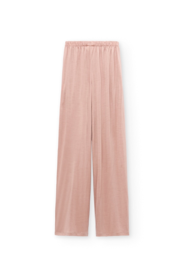 Pantalón ancho de lana merino rosa empolvado