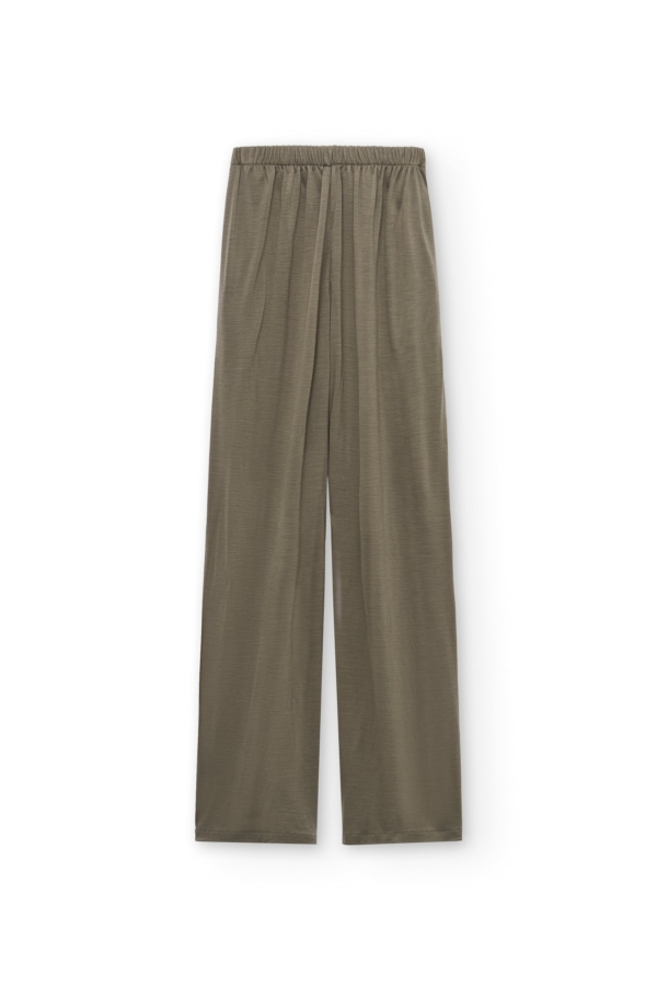 Pantalón ancho de lana merino verde salvia
