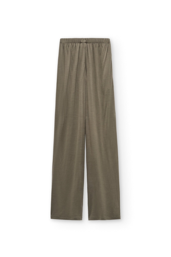 Pantalón ancho de lana merino verde salvia