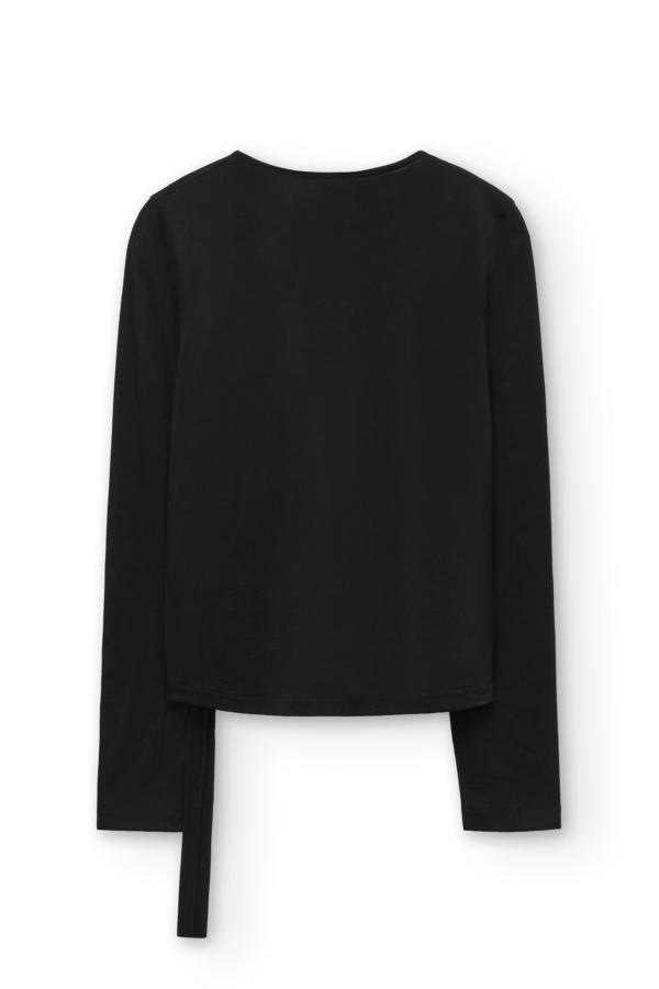 Top cruzado de lana merino gris antracita