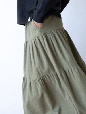 tiralahilacha-organic-cotton-long-ruffle-skirt-in-olive-green-2