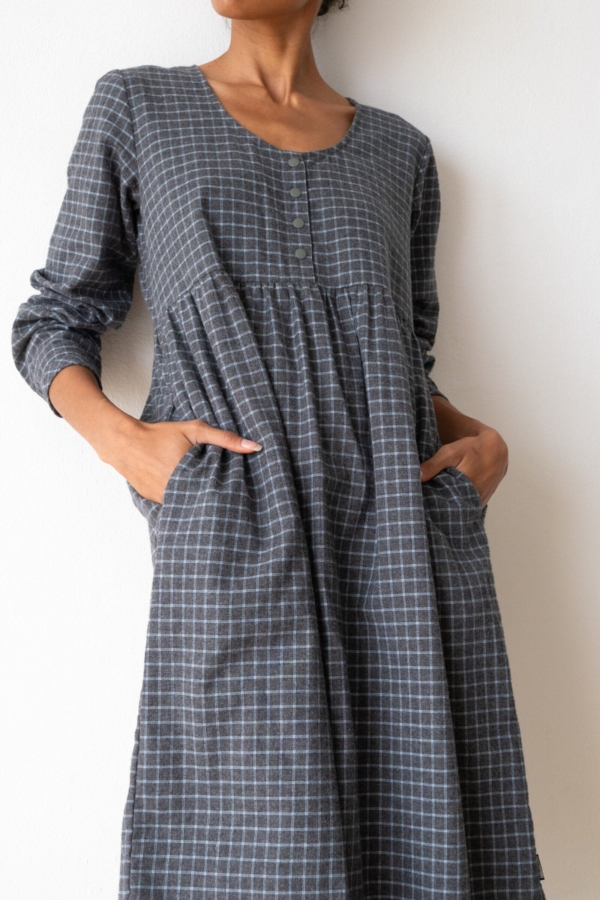 Vestido midi de algodón orgánico azul arándano