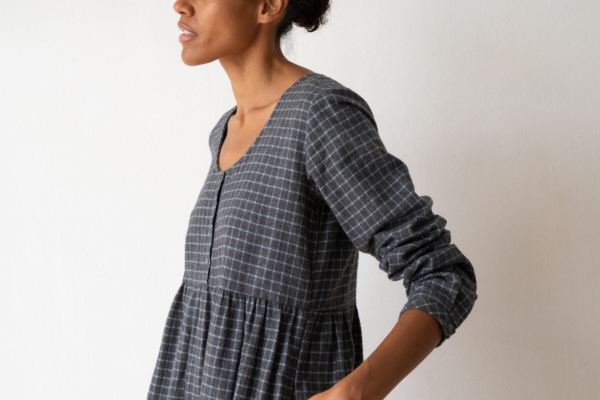 Vestido midi de algodón orgánico azul arándano