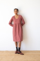 Vestido midi de algodón orgánico granate grosella