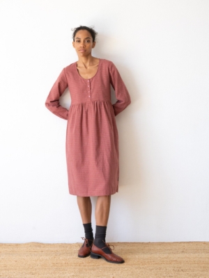 Vestido midi de algodón orgánico granate grosella