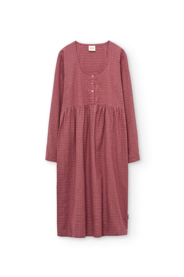 Vestido midi de algodón orgánico granate grosella