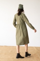 Vestido midi de algodón orgánico verde oliva