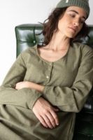 Vestido midi de algodón orgánico verde oliva