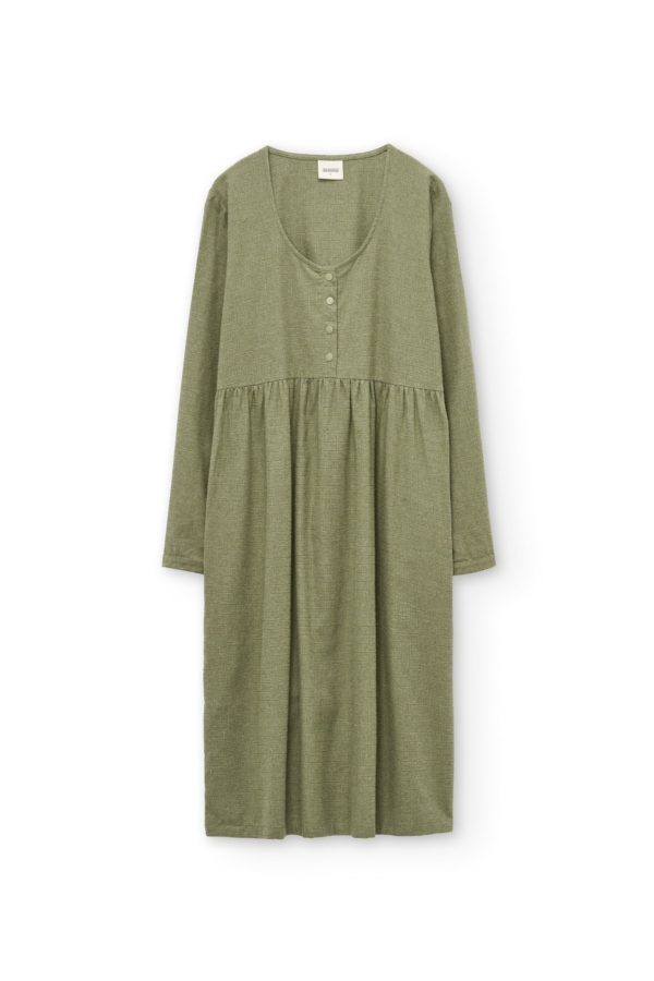 Vestido midi de algodón orgánico verde oliva