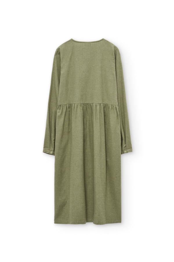 Vestido midi de algodón orgánico verde oliva