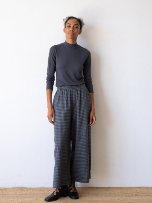 Pantalón ancho de algodón orgánico azul arándano