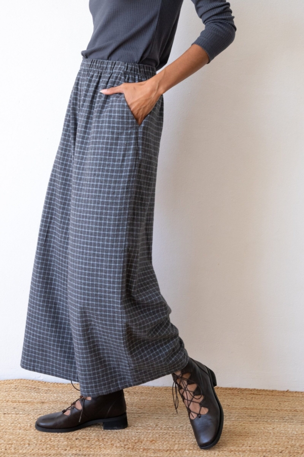 Pantalón ancho de algodón orgánico azul arándano