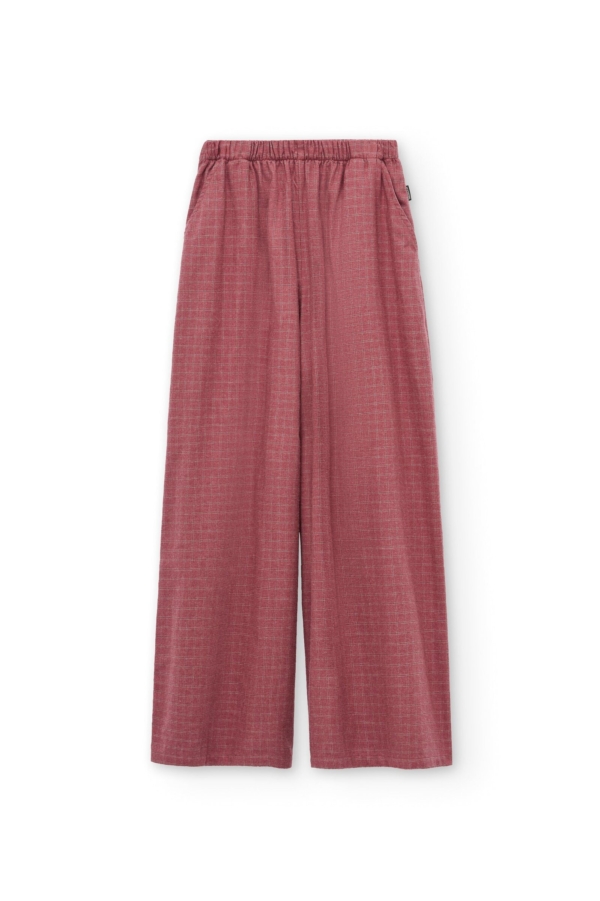 Pantalón ancho de algodón orgánico granate grosella