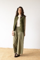 Pantalón ancho de algodón orgánico verde oliva