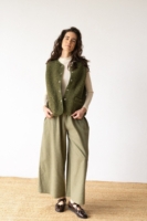 Pantalón ancho de algodón orgánico verde oliva