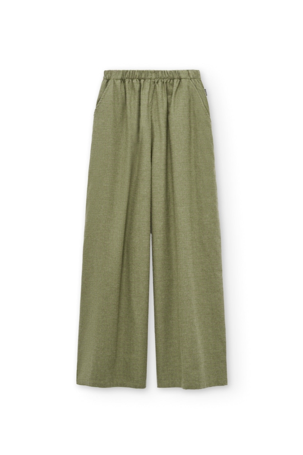 Pantalón ancho de algodón orgánico verde oliva