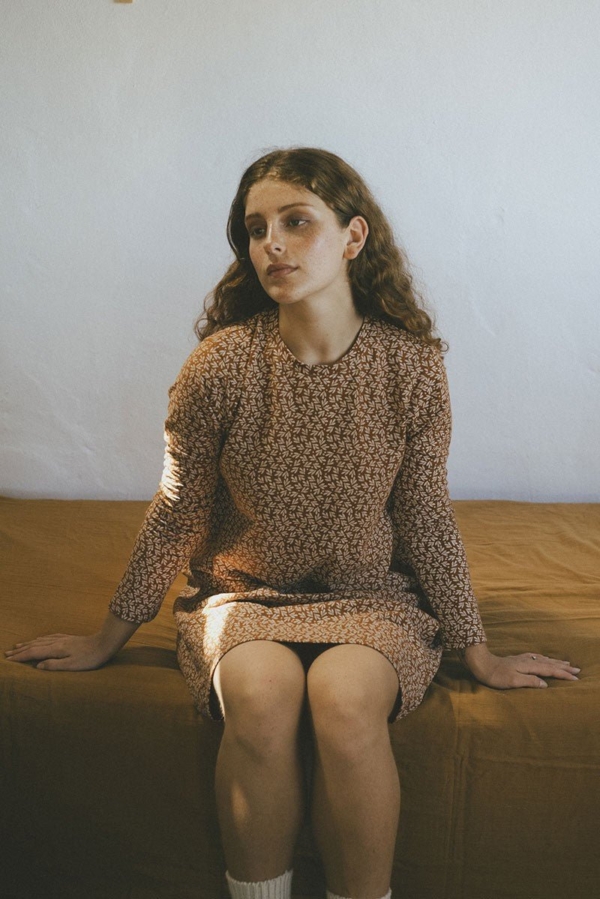 Vestido corte evasé Sol teja