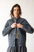 Chaqueta bomber 100% lana virgen azul jade