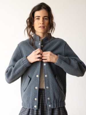 Chaqueta bomber 100% lana virgen azul jade