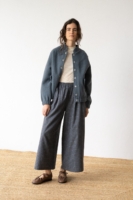 Chaqueta bomber 100% lana virgen azul jade