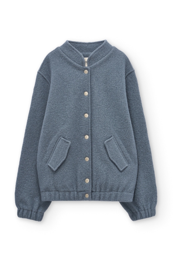 Chaqueta bomber 100% lana virgen azul jade